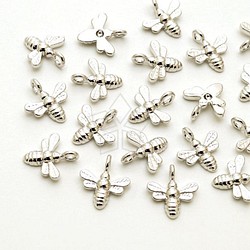 【2個入り】リアルミツバチのチャーム、昆虫、ミニはちのペンダント、イヤリングパーツ、シルバー/PD-1749-OR 1枚目の画像