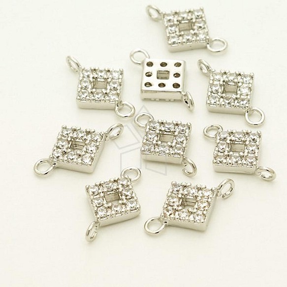 【2個入り】オープンダイヤモンド型コネクター、、横向きカン＆横向きカン、シルバー/AC-580-OR 1枚目の画像