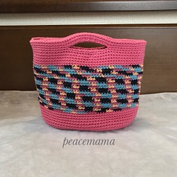 【再値下げ】《送料無料》フラミンゴピンクのグラデーションバッグ（内布付） 1枚目の画像