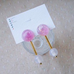 皮爾西雑貨 ピアス － 春天 透明感の淡紫半球珠 耳釘 耳環 耳夾 第1張的照片