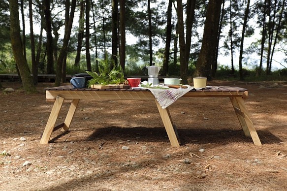 身桕做木  露營木桌-伸縮收納，露營、野餐、商空擺飾。胡桃木，栓木 第1張的照片