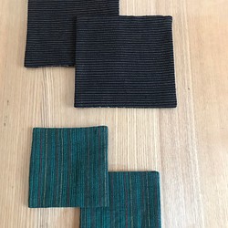 SALE　会津木綿と久留米絣コラボ　親子コースター　4枚セット 1枚目の画像