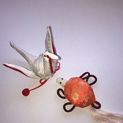 ヴィンテージ着物の鶴と亀 1枚目の画像