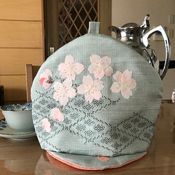 セールに　　ヴィンテージ紬の茶帽子　淡墨桜 1枚目の画像