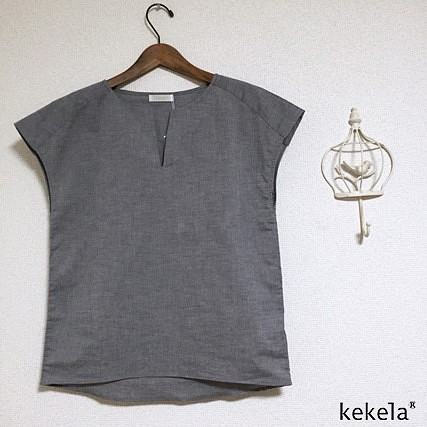 kekela × SUMI yarn オーガニックコットンブラウス【カーボン】 1枚目の画像