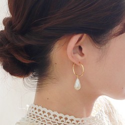 2way 巴洛克珍珠圈形耳環 第1張的照片