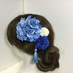 髪飾り タッセルセット　ブルー　成人式　結婚式　浴衣　花火大会　　 1枚目の画像