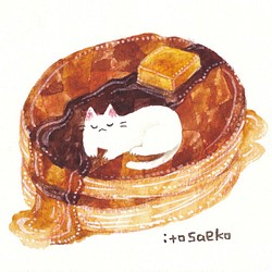 ミニフレーム原画「パンケーキとネコ1」 1枚目の画像