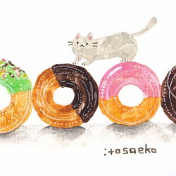 ミニフレーム原画「ドーナツとネコ2」 1枚目の画像