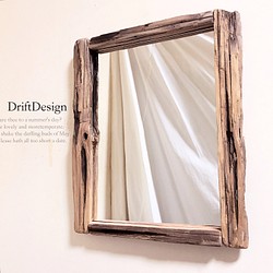 ～Drift Design～　味わい流木板のお洒落な組み合わせインテリアミラー　鏡　アンティーク　ヴィンテージ 1枚目の画像