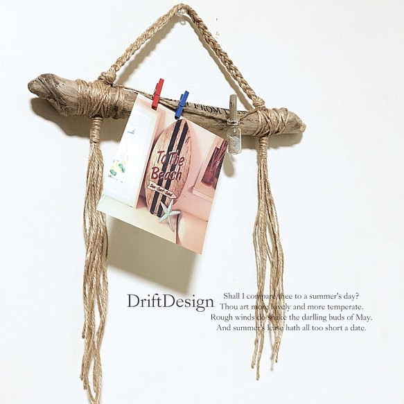 ～Drift Design～　流木のフォトハンガー付きキーフック　ブルックリン　インテリア 1枚目の画像