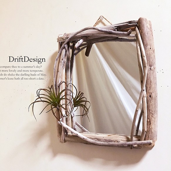 Drift Design～ 流木と造花のお洒落なロンハーマン風壁掛けミラー ...