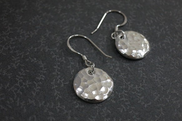 質感系列沖敲純銀耳環 #1 sterling silver earrings 手作飾品 handmade jewelry 第1張的照片