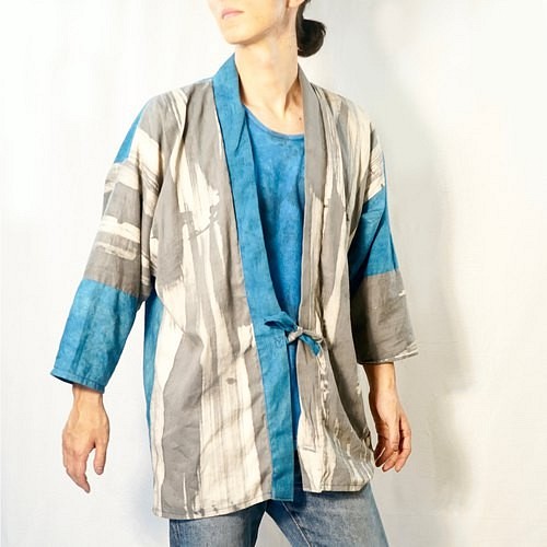 拼布Haori / Sumi x Blue / Mikawa Textile 第1張的照片
