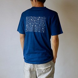 あられ小紋Tシャツ/本藍染/和歌山県産 ニット編生地 1枚目の画像