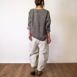 『福袋』寬鬆紗羅T/灰+連體Sashiko氣球褲/象牙色 第3張的照片