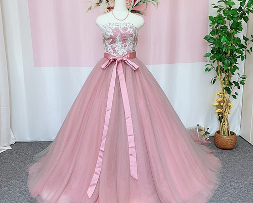 くすみピンクのカラードレス、ウェディングドレス、オーダー