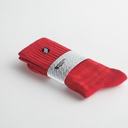 緋紅／Crimson 中筒橫條羅紋襪 第1張的照片