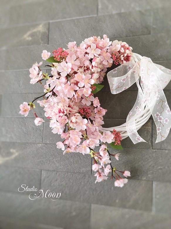 お花見リース 桜の舞 1枚目の画像