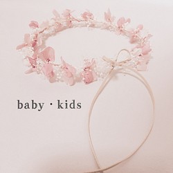 再×6販♡【送料無料】記念日に♡baby・Kids ベビー　キッズ　花冠 -ローズホワイト- 1枚目の画像