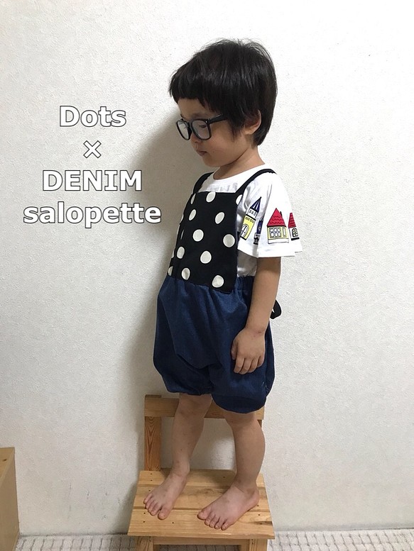 注目ブランドのギフト 代引き手数料無料 Dots × DENIM salopette♠️長〜〜く着れるドットデニムサロペット