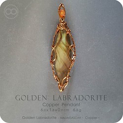 Golden Labradorite Copper Pendant- H125 第1張的照片