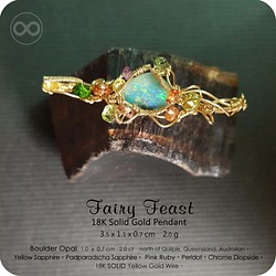 H52 ✡ Fairy Feast ✡ Boulder Opal 18K SOLID Gold Pendant 第1張的照片