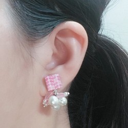 小型方形日韓款式手工紙製流蘇耳環 [SSE012t1] 第1張的照片