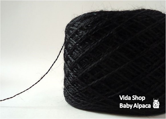 ベビーアルパカ毛糸100%（極細）黒[色番号　B11番] 1枚目の画像