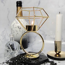 実験計画/ゼロ -  /幾何学線 - ダイヤモンド燭台ジュエリーテーブル - 金メッキ 1枚目の画像