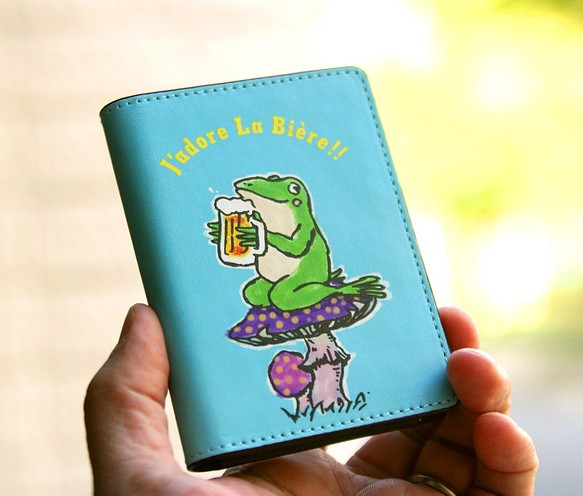 名刺・カードケース　カエルがビールで乾杯（スカイ） 1枚目の画像