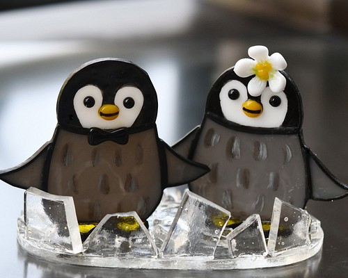 ペンギンの置物 ガラス 硝子 インテリア 置物 飾り - 美術、工芸品