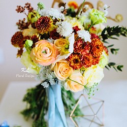 KL布達佩斯捧花～穿裙擺捧花orange golden bouquets /婚禮自然莖捧花 第1張的照片