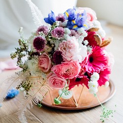 KL粉白公主婚禮捧花～wedding  pink bouquets 自然莖捧花 第1張的照片