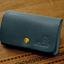 小さなアコーディオン型の小銭・カード入れ（革色：ブルー）【受注制作】【送料込み】 1枚目の画像