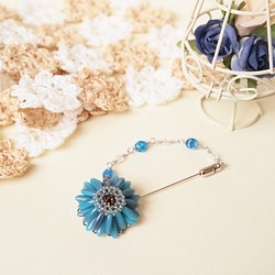 Gerbera Hatpin (Blue) * Flower Flower Corsage 希望慶典 入學典禮 入學典禮 畢業典 第1張的照片