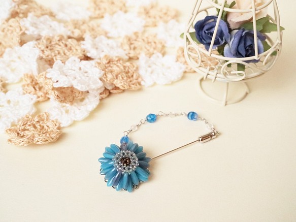 Gerbera Hatpin (Blue) * Flower Flower Corsage 希望慶典 入學典禮 入學典禮 畢業典 第1張的照片