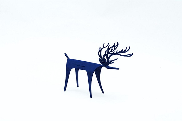 PLEASANT｜經典快鹿禮卡 Deer Card Classic (海藍色) - 真皮牛皮卡片 立體小鹿擺飾 禮物 第1張的照片