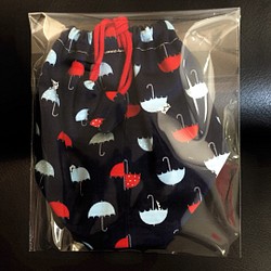 手作り巾着 - 雨傘とネコ ［ベーシックタイプ］ 1枚目の画像