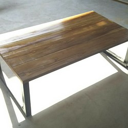 インダストリアル風 テーブル 口型 ウォールナット 1枚目の画像