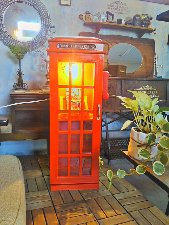 ロンドン/ 電話ボックス型/  スマホケース（i pad） 充電キャビネット/ #固定電話 1枚目の画像