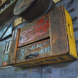 アメリカンヴィンテージ/
《PEPSI》 ペプシコーラ/
ウォールシェルフ（横型）
飾り棚 ウッドボックス/
#店舗什器 1枚目の画像