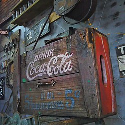 アメリカンヴィンテージ/ 《Coca-Cola》 コカ・コーラ/ ウォールシェルフ（横型） 飾り棚 兼 ウッドボックス/ 1枚目の画像