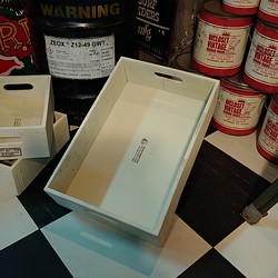継ぎ材パネルのウッドトレー Lサイズ-1p/ ウッドボックス（Cream White） #小物入れ #缶詰ストッカートレ 1枚目の画像