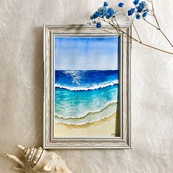 透明水彩画　原画【海】 1枚目の画像
