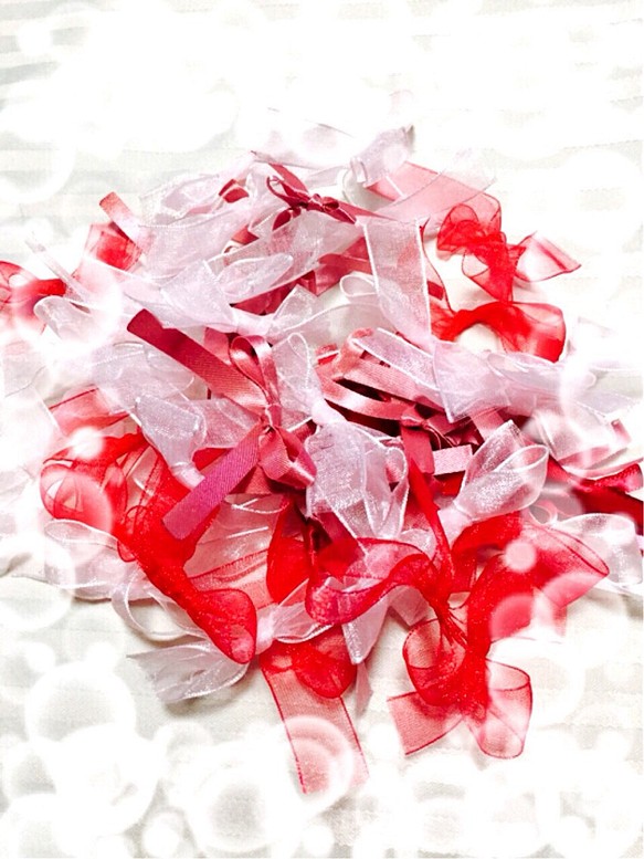 白×赤  リボンシャワー 1枚目の画像