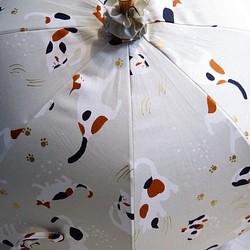 手作り日傘　三毛猫の 初の御目文字暮の秋《猫の日に》 1枚目の画像