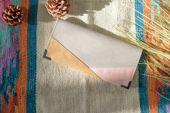 ◬ 集色 | patchwork 系列 ◬ 長款錢包 － 水洗牛皮紙/皮革紙產品 第1張的照片