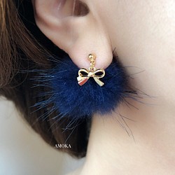 Bijoux緞帶皮草耳環/耳環 第1張的照片