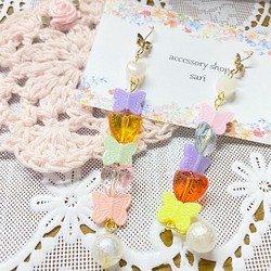 no.40 ✧handmade butterfly bees pierce♡ 1枚目の画像